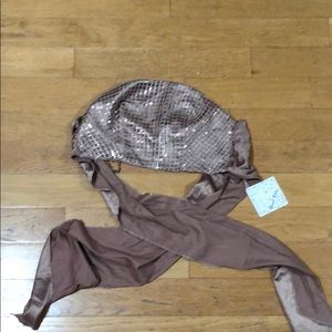 Never before worn Gold sequined strapless shirt